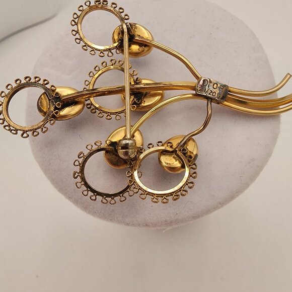 Vintage D'Or 1/20 12K GF Brooch With Multicolored Scarab Stones Fall Colors MCM - Picture 3 of 8